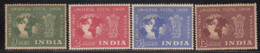 India MH 1949, Set Of 4, UPU Universal Postal Union, Globe, Map, Philately, Lion Pillar, As Scan - Nuevos