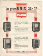 Publicité , Les Postes RADIO UNIC 36-37 , MONTROUGE , Frais Fr 1.55 E - Advertising