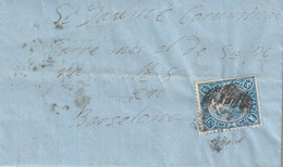 1865-CARTA-Edifil: 75. ISABEL II. CUDINAS A BARCELONA. Matasello PARRILLA - Briefe U. Dokumente
