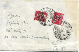 TS003 - AMG-VG 5 L +2 L IMPERIALE SU ESPRESSO DA TRIESTE A ORA  - 28.12.1945 - Poststempel