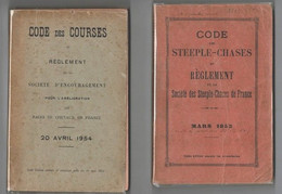 2 Livres  CODE DES COURSES 1954 (352pages) Et CODE DES STEEPLE-CHASE 1952 (280 Pages) - Lots De Plusieurs Livres