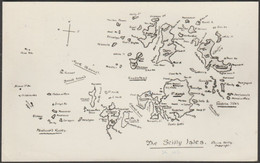 Map Of The Scilly Isles, 1954 - Gibson RP Postcard - Scilly Isles