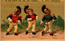 Chromos Doré  / Tarif Au Dos   / "A La Layette De 20 Francs / " Le Départ " - Sonstige & Ohne Zuordnung