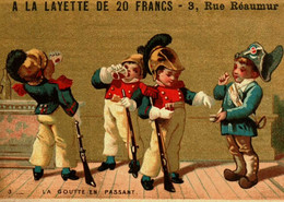 Chromos Doré  / Tarif Au Dos   / "A La Layette De 20 Francs / " La Goutte En Passant" - Other & Unclassified