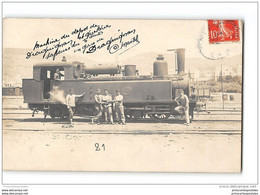 CPA 83 Carte Photo Draguignan Machine Du Depot Et Les Sapeurs Du 5eme En Gare Et Le Train - Draguignan