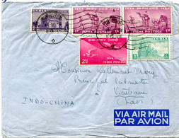 INDE LETTRE PAR AVION DEPART L'INDE LE 18-10-54 POUR LE LAOS - Covers & Documents