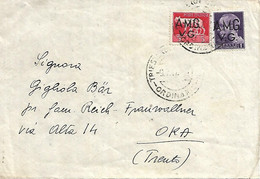 TS010 - AMG-VG 5 L + 1 L IMPERIALE SU LETTERA DA TRIESTE A ORA - 19.7.1947 - Storia Postale