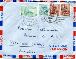 INDE LETTRE PAR AVION DEPART L'INDE LE ?-?-1954 POUR LE LAOS - Storia Postale