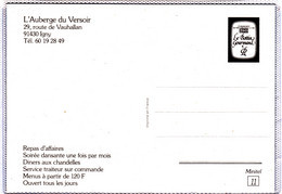 CP Pseudo Entier, 91430 Igny, Auberge Du Versoir, Route De Vauhallan, Bottin Gourmand 1989 - Privatganzsachen