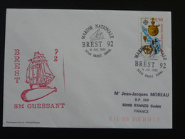 Lettre Cachet Sous-marin Ouessant Oblit Marine Nationale Brest Naval 29 Finistère 1992 - Seepost