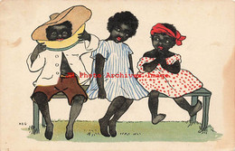 313941-Black Americana, Kosmos Art, Signed ADS, Boy Sitting On Bench Eating Melon - Black Americana