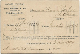 LOIRE - 1879 - CP PRECURSEUR ENTIER SAGE REPIQUAGE PRIVE Des FORGES D'ONZION à ST CHAMOND (CONVOYEUR) - Tarjetas Precursoras