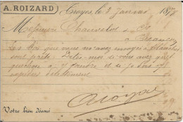 AUBE - 1881 - CARTE PRECURSEUR ENTIER SAGE REPIQUAGE PRIVE ROIZARD à TROYES - Tarjetas Precursoras