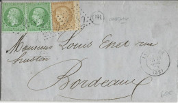 1864 - GIRONDE - LETTRE Avec AFFRANCHISSEMENT MIXTE EMPIRE/CERES De CARIGNAN Avec ORIGINE RURALE + GC 4380 De LATRESNE - 1871-1875 Cérès