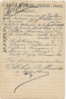 1876 - MAINE ET LOIRE - CARTE PRECURSEUR ENTIER Avec REPIQUAGE PRIVE "P.LACHESE..." à ANGERS - Tarjetas Precursoras