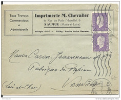 1945 - MAINE ET LOIRE - DULAC - ENVELOPPE COMMERCIALE IMPRIMERIE De ANGERS - 1944-45 Maríanne De Dulac