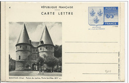 1938 - CARTE-LETTRE ENTIER ILLUSTREE "ARMOIRIES ILE DE FRANCE" Avec VUE De BEAUVAIS (OISE) - N°4 - Kaartbrieven