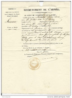 1845 - SOMME - LETTRE CERTIFICAT De RECRUTEMENT De L'ARMEE Du PREFET à AMIENS Pour ST VALERY - Armeestempel (vor 1900)