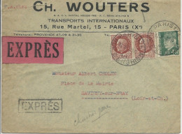 1943 - PETAIN - ENVELOPPE EXPRES De PARIS Pour SAVIGNY SUR BRAY (LOIR ET CHER) - 1941-42 Pétain