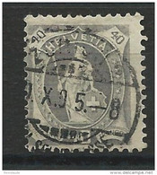 SUISSE - 1904 - YVERT N° 92 OBLITERE - COTE = 35 EURO - MARQUE DE CONTROLE AU DOS - Usados