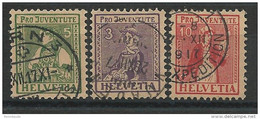 SUISSE - 1917 - YVERT N° 154/156 OBLITERE  - COTE = 102.5 EURO - PRO JUVENTUTE - Used Stamps