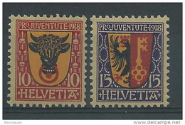 SUISSE - 1918 - YVERT N° 168/169 ** MNH  - COTE = 70 EURO - PRO JUVENTUTE - Ungebraucht