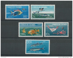 COLOMBIE - POSTE AERIENNE - YVERT SERIE N° 620/621+A462/464 ** -  COTE = 41.5 EURO - POISSONS - Colombia