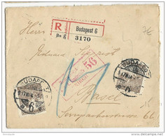 HONGRIE - 1917 - ENVELOPPE RECOMMANDEE De BUDAPEST Avec CENSURE Pour BASEL (SUISSE) - Storia Postale