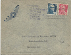 1946 - DESTINATION - GANDON SUR ENVELOPPE AIRMAIL De TOULON (VAR) Pour TAMATAVE (MADAGASCAR) - 1945-54 Marianne De Gandon