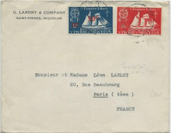 1945 ENV- SPM - MARITIME - ENVELOPPE De ST PIERRE Avec OBLITERATION PAQUEBOT "POSTED AT SEA HALIFAX" (CANADA) Pour PARIS - Lettres & Documents
