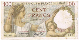 FRANCE BILLET DE 100 FRANCS   LL. 8 -1-1942    N°519                   BI6 - 100 F 1939-1942 ''Sully''