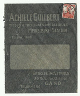 10c. Pellens Obl. Sc GENT 3 Sur Lettre Papier Mica  ACHILLE GUILBERT Tissus Et Treillages Méttaliques Meirelbeke Statio - 1912 Pellens