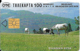 CARTE-PUCE-GRECE-Gem2-04/99-CHEVAUX-TBE - Horses