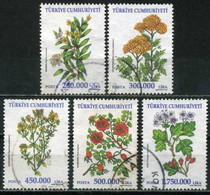 Turkey 2001 - Mi. 3272-3276 O, Medicinal Herbs (myrtle, Yarrow, Gentian, Rose Hips, Hawthorn) - Oblitérés