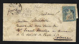 SUISSE 1857: LAC De Berne Pour Soleure Avec Le ZNr. 23G Obl. CAD - Brieven En Documenten