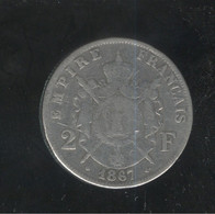 Fausse 2 Francs France 1867 X - Métal Non Magnétique à Identifier - Exonumia - Abarten Und Kuriositäten