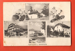 ZBB-07  RARE Fontaines Sur Grandson, Multivues. Cachet Postal Fontaines-s/Grandson 1903, Dos Simple - Grandson