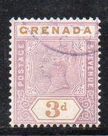 W2260 - GRENADA 1895 ,  Vittoria Il 3 Cent Usato  (2380A). Filigrana CA - Grenada (...-1974)