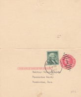 Sc#UY13 George Washington Postal Reply Card, Martha Washington Reply Card Attached, Marriage License Bureau - 1941-60