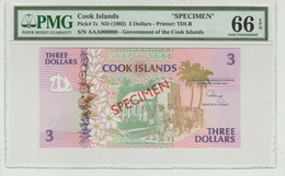 Cook Islands 3 Dollars 1992 P-7s - SPECIMEN - PMG Certified - Isole Cook