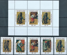 Suriname,1971 Child Welfare - Details From Brueghel's "Children's Games" + MINI SHEET- MNH - Surinam