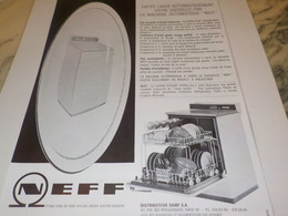 ANCIENNE PUBLICITE LAVE VAISSELLE DE NEFF  1965 - Altri Apparecchi