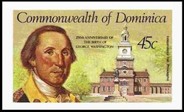 DOMINICA 1982 President Washington Clocktower Independence Hill 45c IMPERF.SHORT SET:2 Stamps - Horlogerie