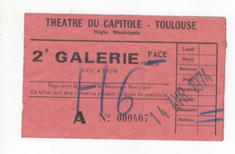 1644 TICKET Entrée  Théâtre Du CAPITOLE Toulouse 31  1974 - Eintrittskarten