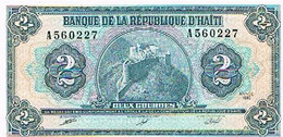 BANQUE  DE LA REPUBLIQUE  D 'HAITI  BILLET  2 GOURDES 1990     N°A560227                              BI17 - Haïti