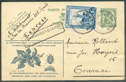 1Fr75 EXPRES En Complément Sur E.P. Carte 35c. (publibel DORYPHORE HORTICULTURE) Obl. Sc GENT 10 E Exprès Le 16-X-1935 V - Lettres & Documents