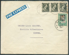 70c. LEOPOLD III (x3) + 30c. ARMOIRIE GAND Obl. Sc GENT 7 Sur Lettre Exprès Du 11-III-1941 Vers Tertre -  16236 - Lettres & Documents