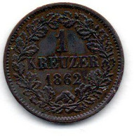 Baden  -  1 Kreuzer 1862  -  état  TTB+ - Groschen & Andere Kleinmünzen