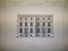 Planche Architecture Paris César Daly Architecte 1870 Maison Hôtel Privé Particulier 12 Rue Balzac Elévation Azemar P1 - Architektur