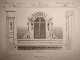 Planche Architecture Paris César Daly Architecte 1870 Maison Hôtel Privé Particulier Lucarne Botrel - Rue De Monceau P1 - Architettura